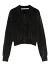 Alexander Wang Cotton-blend Chenille Cropped Polo Cardigan In Black