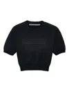 Alexander Wang Cotton-blend Chenille Cropped Pullover With Logo In Black