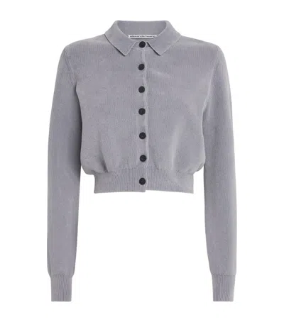 ALEXANDER WANG COTTON-BLEND CHENILLE LOGO CARDIGAN