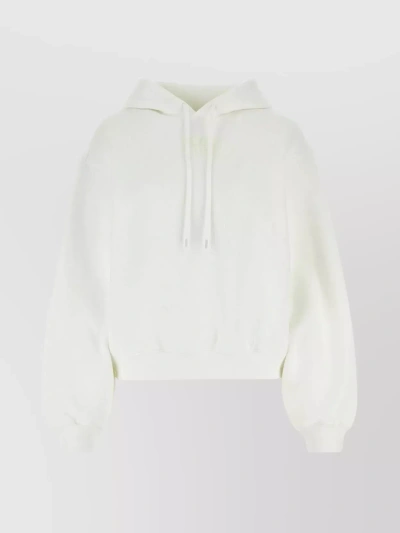 Alexander Wang Cotton Blend Cropped Hoodie In Grey