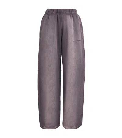 Alexander Wang Cotton-blend Rhinestone-embellished Sweatpants In Purple