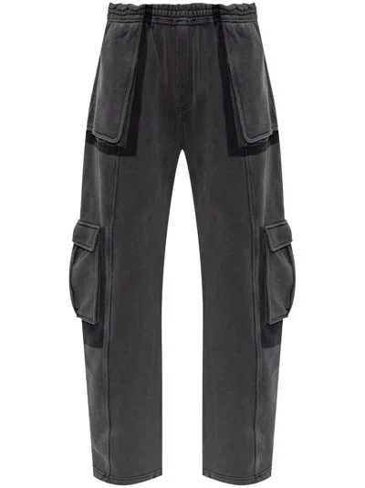 Alexander Wang Cotton Cargo Track Pants In Antracite Grey