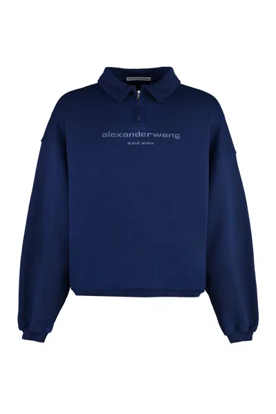 Alexander Wang Cotton Crew-neck Sweatshirt In Blue