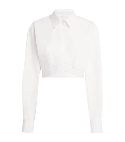 Alexander Wang Cotton Cropped Logo Shirt In White