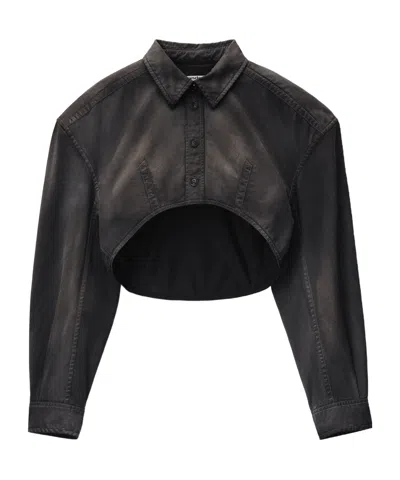 Alexander Wang Cotton Cropped Shirt In Black