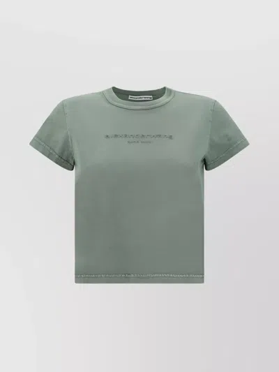 Alexander Wang Cotton Cropped T-shirt Monochrome In Green