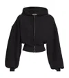 Alexander Wang Womens Faded Black Brand-patch Cropped Cotton-jersey Hoody In Black