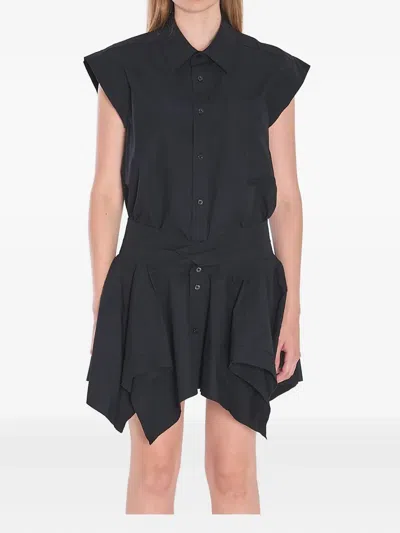 Alexander Wang Cut Off Double Shirt Dress In Black