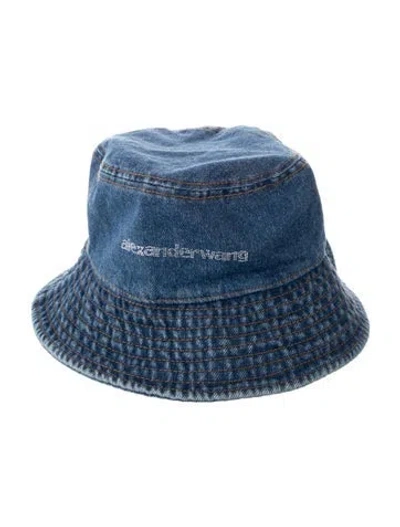Pre-owned Alexander Wang Cotton Embellished Bucket Hat  W/tags In Blue