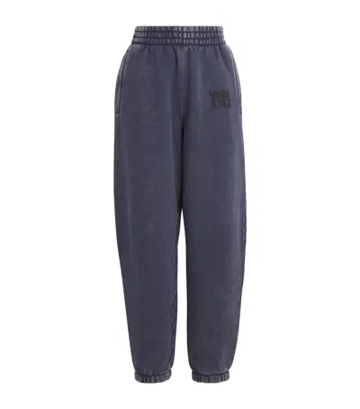 Alexander Wang Crystal Hotfix Logo Sweatpants In Brushed Terry Clothing In Black