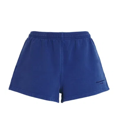 Alexander Wang Cotton Logo Shorts In Blue