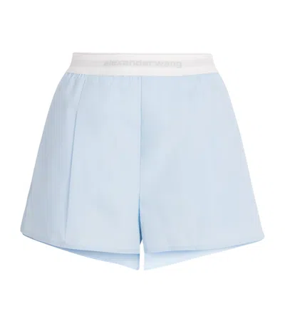 Alexander Wang Cotton Logo Shorts In Blue