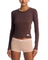 Alexander Wang Cotton Long Sleeve Tee In Chocolate