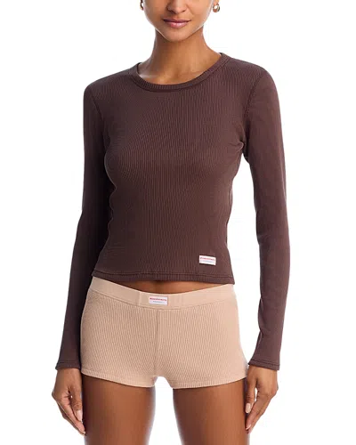 Alexander Wang Cotton Long Sleeve Tee In Chocolate