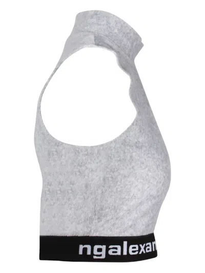 Pre-owned Alexander Wang Cotton Mock-neck Tank Top In Gray