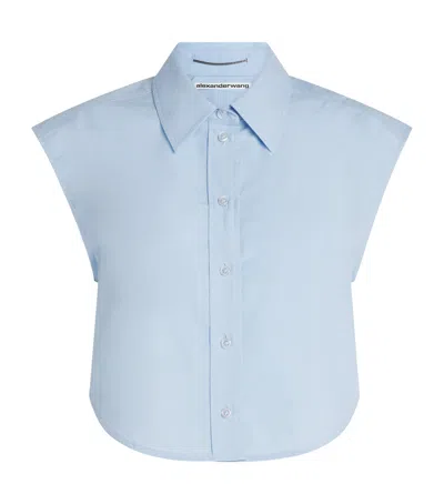 Alexander Wang Cotton Necklace-detail Cropped Shirt In Blue