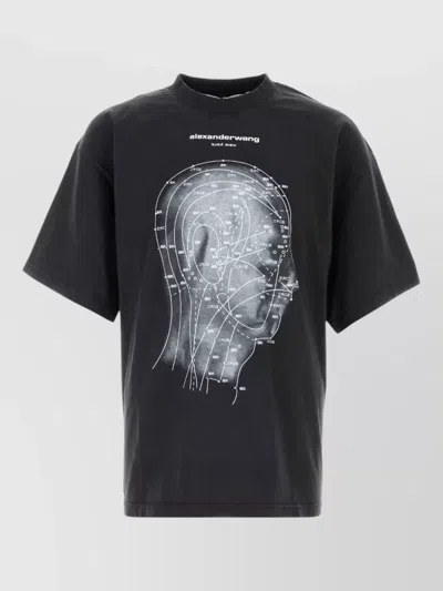 Alexander Wang Cotton Oversize T Shirt Crew Neck Graphic In Black