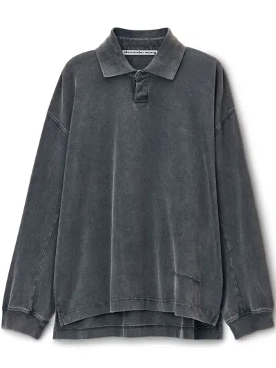 Alexander Wang Cotton Polo Shirt In Grey