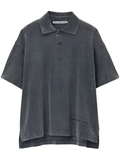 Alexander Wang Cotton Polo Shirt In Grey