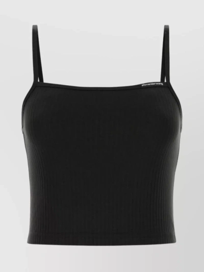 ALEXANDER WANG COTTON RIBBED CROP WITH STRETCH STRAPS