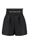 Alexander Wang High Waisted Shorts With Exposed Zipper And Logo Elastic In Black