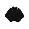 Alexander Wang Cropped Cinched Cotton Polo In Black