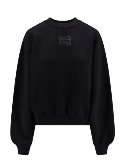 Alexander Wang Essential Terry Crew Neck Cotton Sweatshirt Clothing In Black