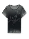 Alexander Wang Rhinestone Logo T-shirt In Negro