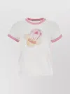 Alexander Wang Cotton T-shirt With Contrasting Print And Ribbed Crew-neck In White