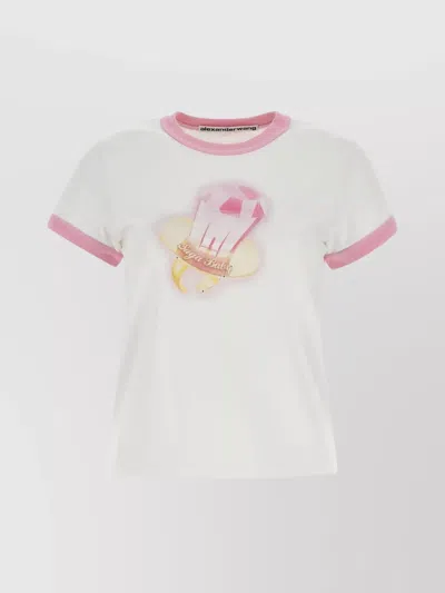 Alexander Wang Cotton T-shirt With Contrasting Print And Ribbed Crew-neck