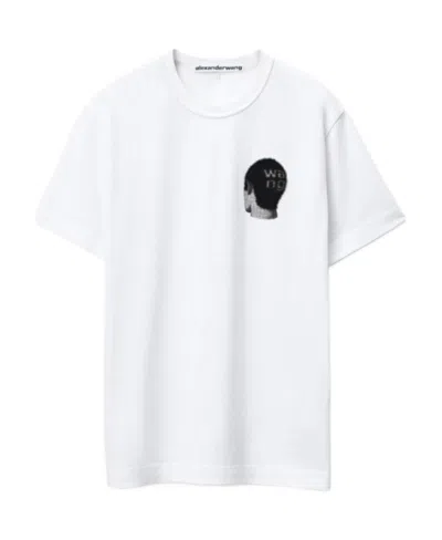 Alexander Wang Cotton T-shirt With Round Collar Pattern In White