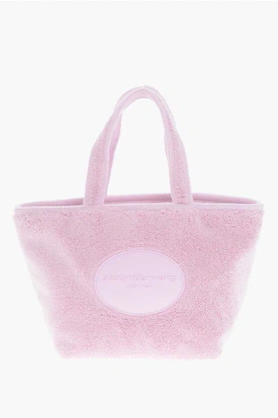 Alexander Wang Cotton Terry Punch Tote Bag With Embossed Logo In Pink
