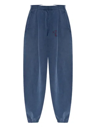 Alexander Wang Logo Waistband Pleated Sweatpants In Vintage Navy
