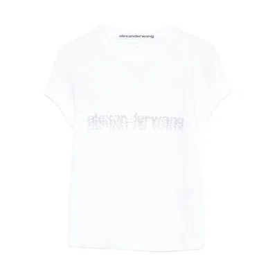 Alexander Wang Crystal Hotfix Logo Cotton Baby T-shirt Clothing In White