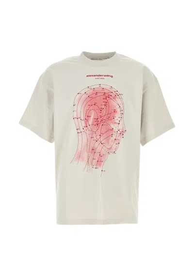 Alexander Wang Cotton Oversize T Shirt Crew Neck Print In Neutral
