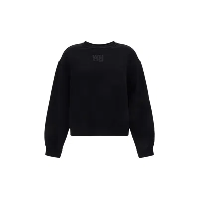 Alexander Wang Relaxed Fit Crew Sweatshirt With Puff Paint Logo In Black