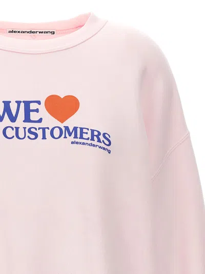 Alexander Wang Logo-embroidered Cotton Sweatshirt In Pink