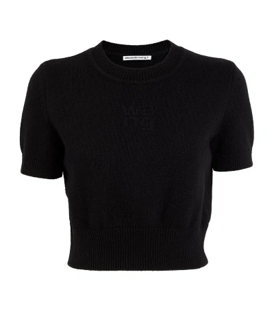 Alexander Wang Cotton-wool Cropped Jumper In Black