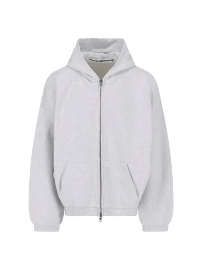 Alexander Wang Cotton Zip Hoodie In Gray