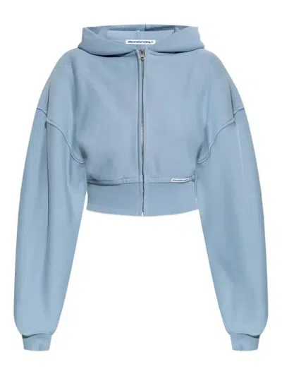Alexander Wang Cotton Zip-up Hoodie In Blue