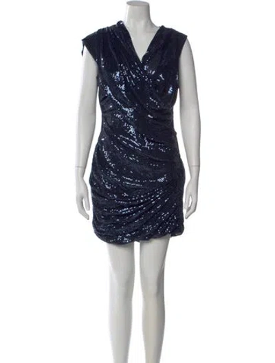 Pre-owned Alexander Wang Cowl Neck Mini Dress In Blue