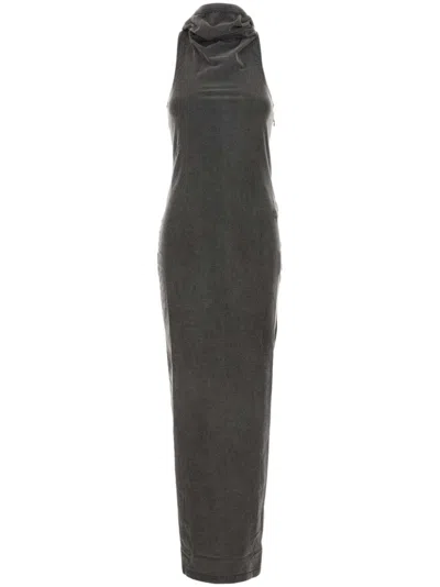 Alexander Wang Cowl-neck Racerback Dress In Grey