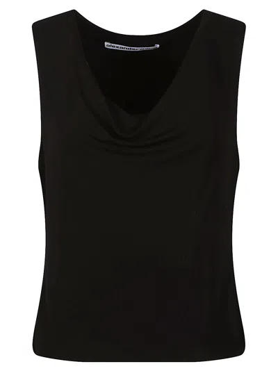 Alexander Wang Cowl Neck Zipped Tank Top In Black