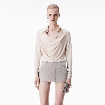 Alexander Wang Cowl Placket Long Sleeve Top In White
