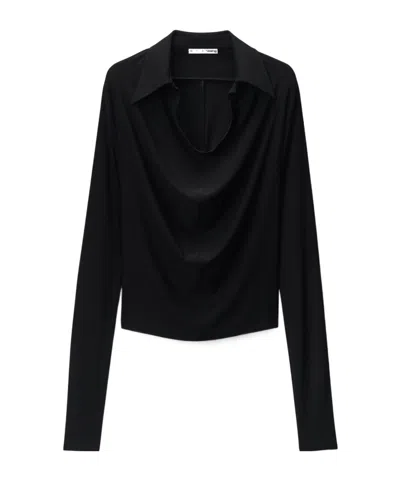 Alexander Wang Cowl Placket Top In Black