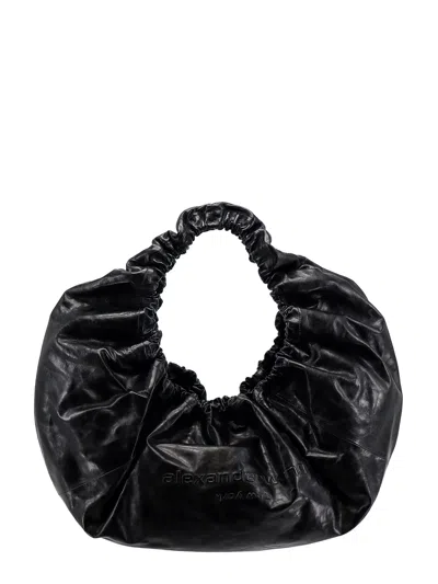 Alexander Wang Craquel Leather Large Shoulder Bag In Black