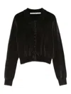 Alexander Wang Cotton-blend Chenille Cropped Polo Cardigan In Black