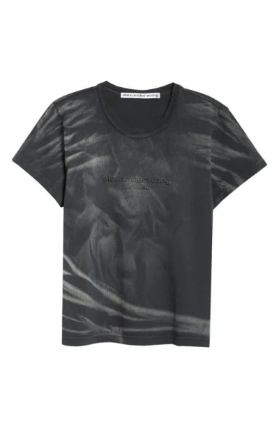 Alexander Wang Crease Cotton Jersey Crop T-shirt In Washed Black
