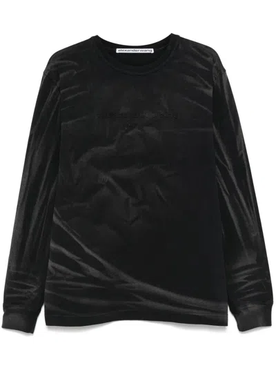 Alexander Wang Crease Detailed Long-sleeve T-shirt In Black