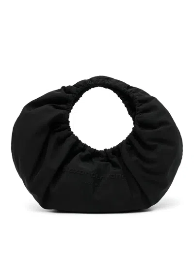 Alexander Wang Medium Crescent Ruched Shoulder Bag In Black